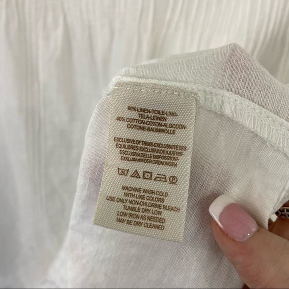 Free People Little Wings Lace Tunic Dress White Linen Beach Summer Peasant Large - Picture 10 of 10